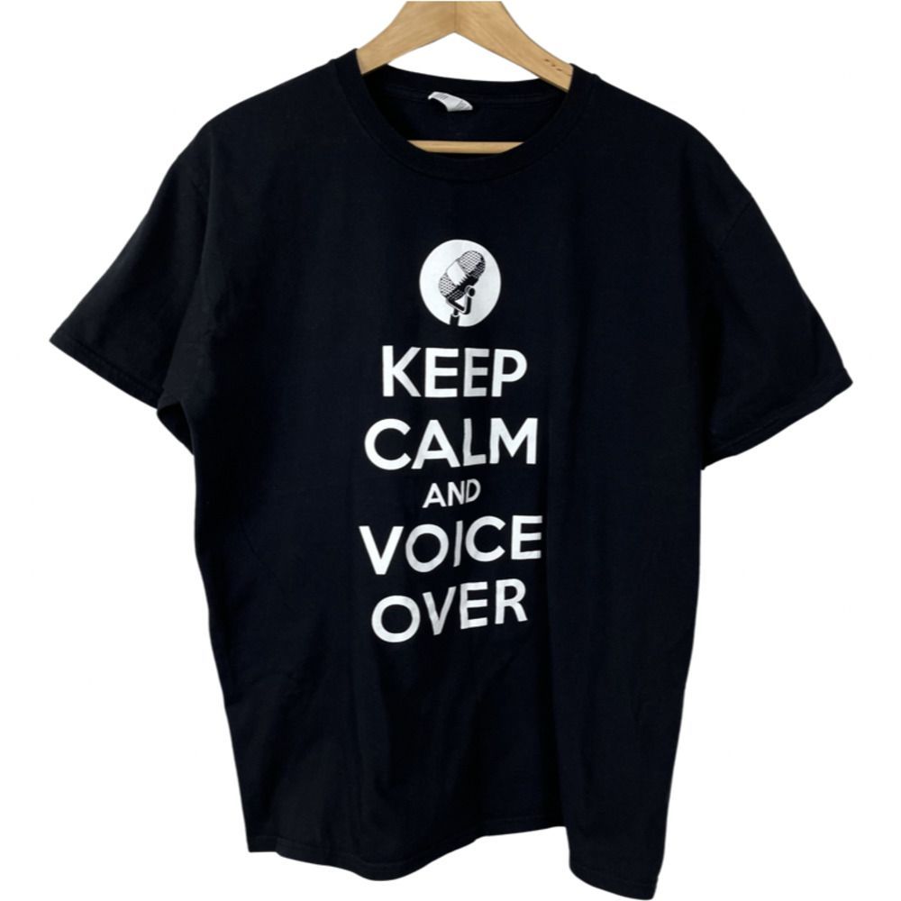 Keep Calm and Voice Over T-Shirt Black Size Large Unisex